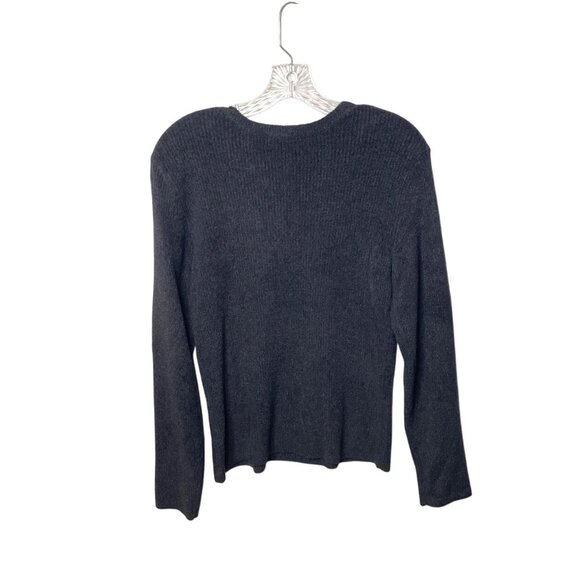 Vintage Talbots Women’s Black Long Sleeve Ribbed Knit Crew Neck Sweater Size M - Picture 2 of 5